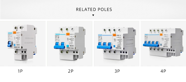 Singi Dz47le-63 2p Electric Low Voltage MCB RCBO Miniature Circuit Breaker