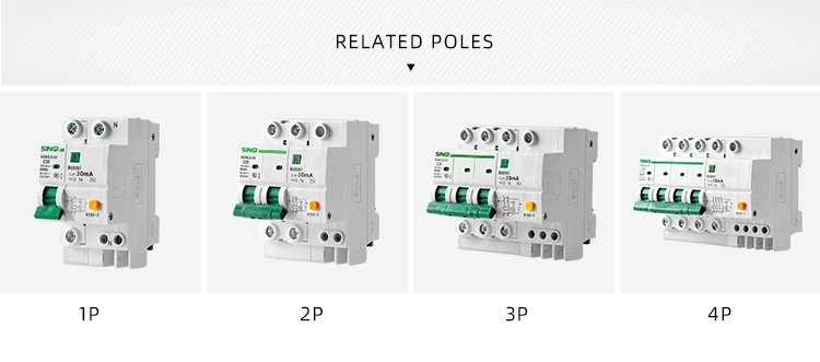 Sg65le-63 2p Singi Electric Low Voltage MCB RCBO Miniature Circuit Breaker