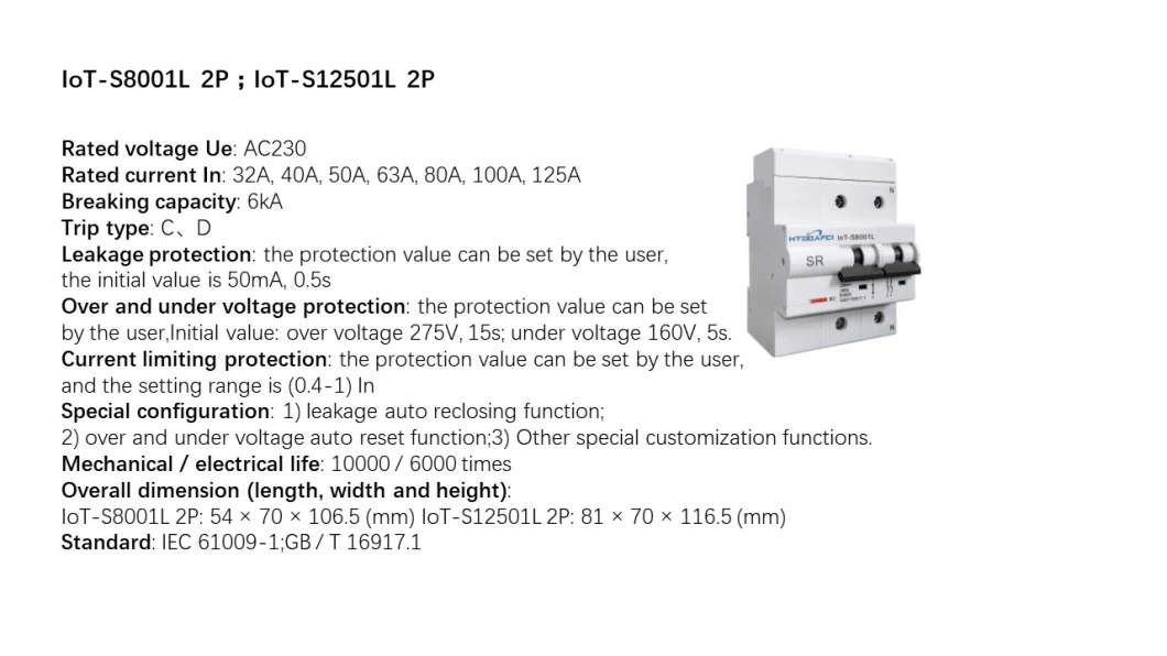 RS485 4G 16A-80A 6ka Iot Smart RCBO Factory Supply Directly