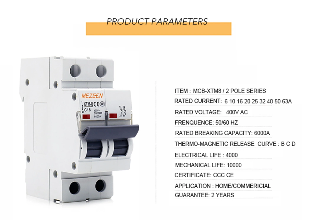 Miniature Circuit Breaker AC 230V-400V 32A Breaking Capacity 6ka MCB