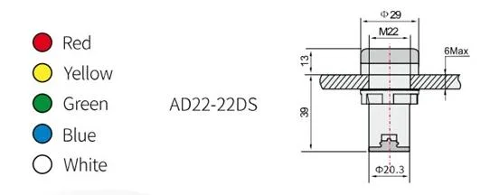 Factory Wholesale Amber Yellow Blue Green Red 22mm AC/DC 12V 24V 48V 110V 220V 230V 380V Pilot Light Indicator