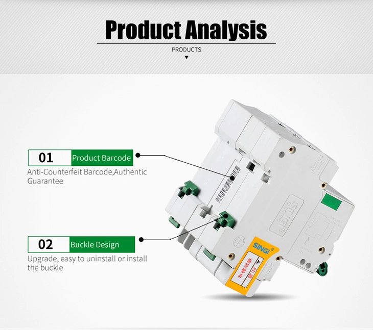 Sc65le-63 4p Singi Electric Low Voltage MCB RCBO Miniature Circuit Breaker